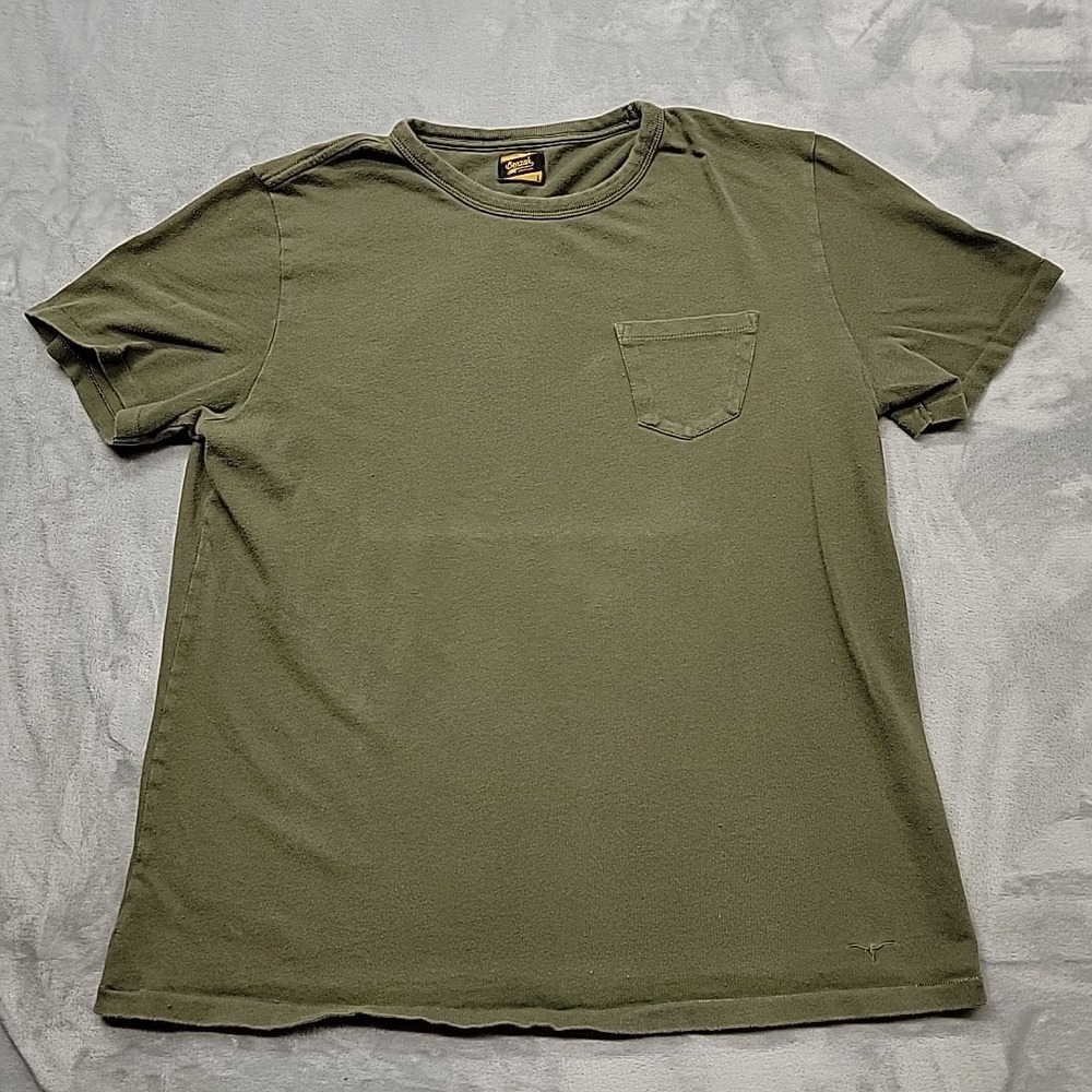 Benzak Shirt Mens Large Green Pocket Crew Neck Short Sleeve Workwear Casual